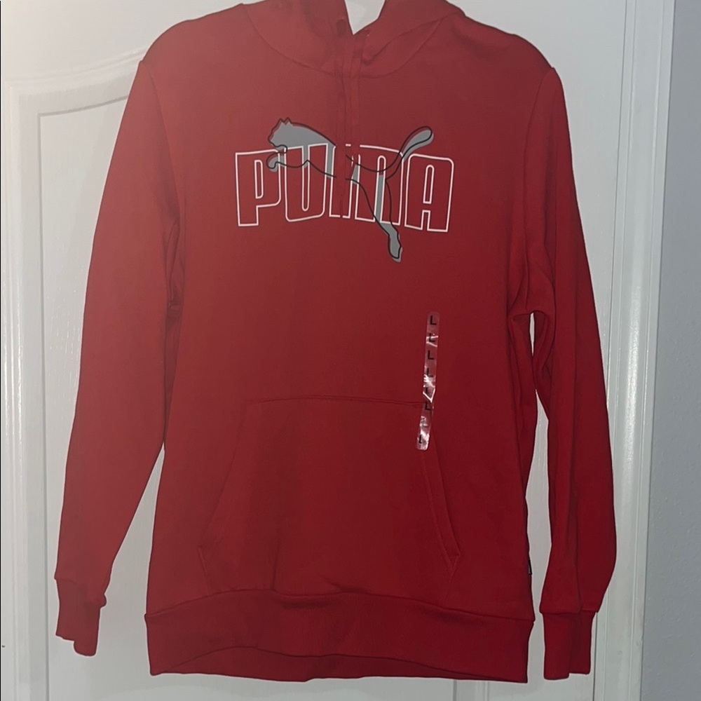 Puma Red Athletic Sweater Crewneck Cotton Blend